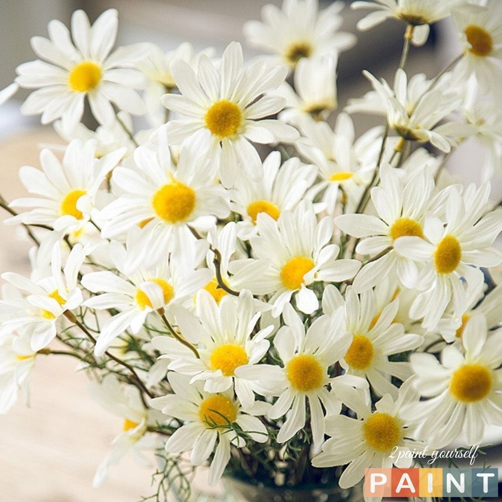 Hoa giả trang trí cành 5 bông cúc họa mi decor