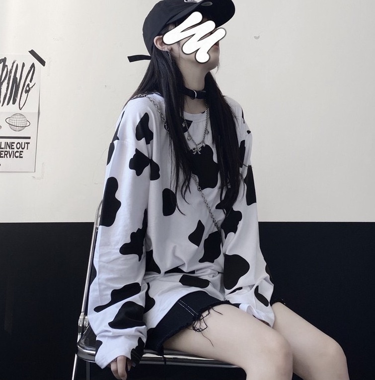 Nguyen Thuy975798 Store Áo Hoodie From Rộng Nam Nữ Bò Sữa PSS54