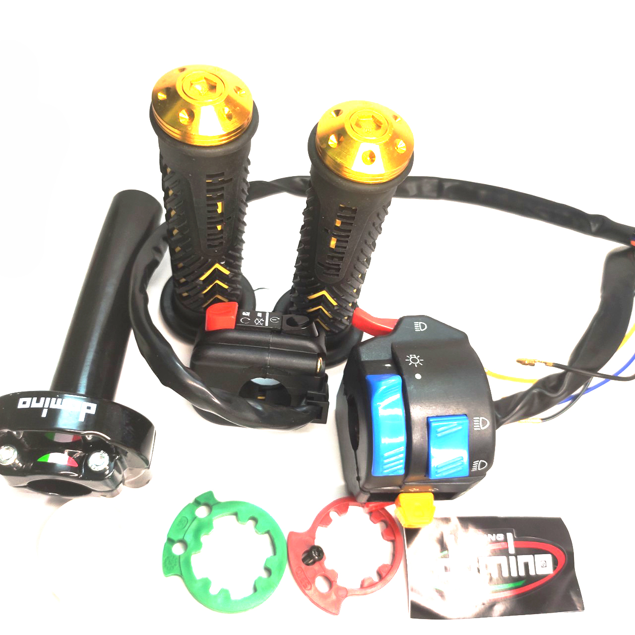 Combo cùm tăng tốc Domino + cùm công tắc Fz + cùm On Off + bao tay Domino CÓ GÙ