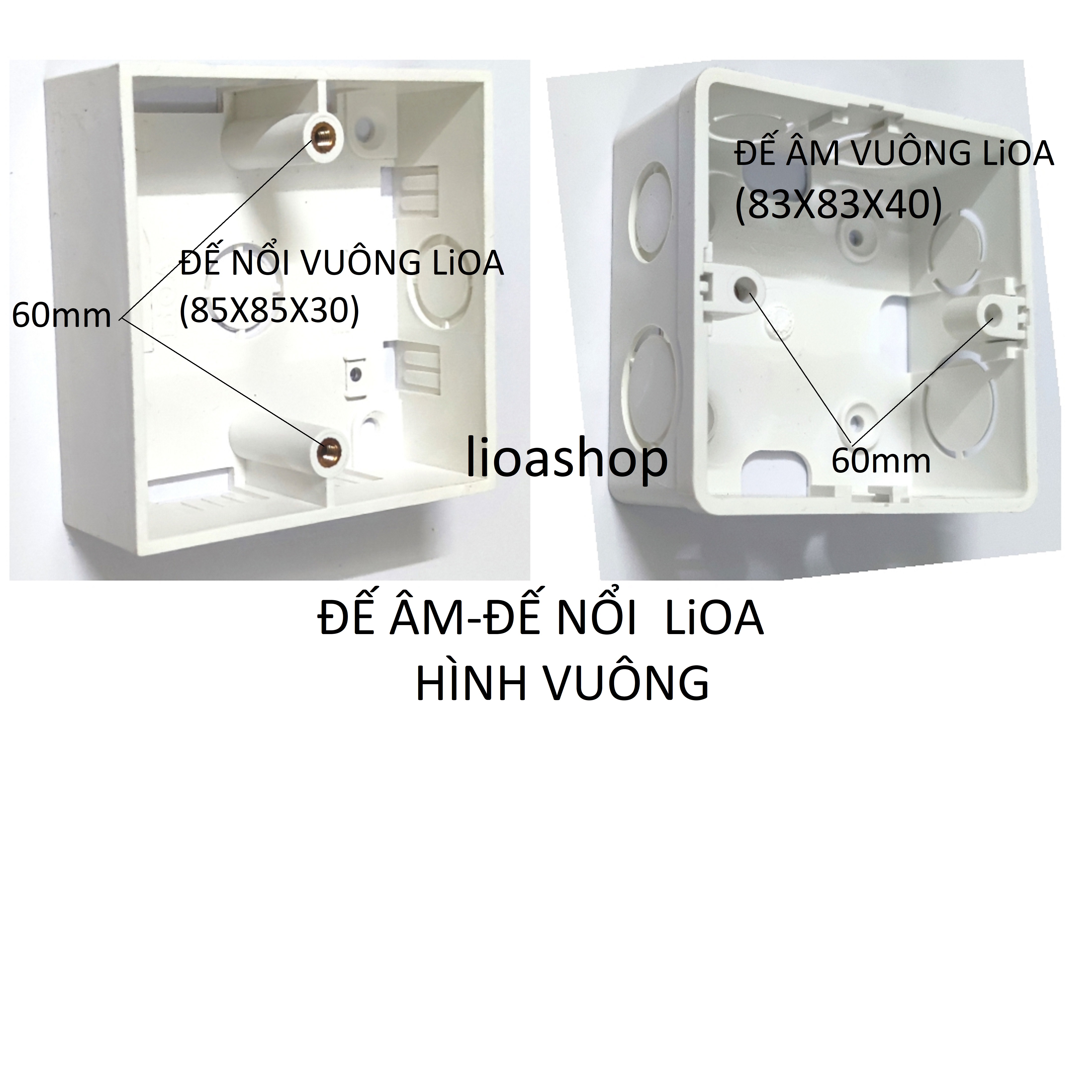 BỘ 3 ĐÉ ÂM - BỘ 3 ĐẾ NỔI  VUÔNG- LiOA.