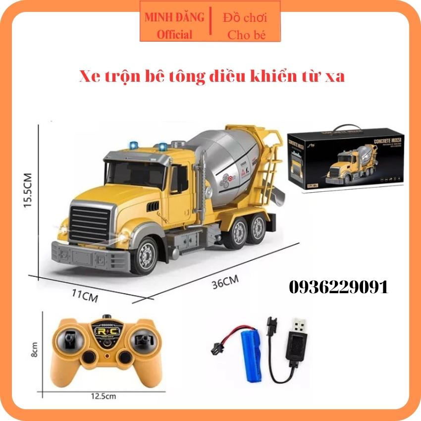 Xe trộn bê tông điều khiển từ xa 4 chiều, pin sạc dây sạc cổng usb, xe có đèn và nhạc, mô hình xe trộn bê tông điều khiển từ xa đa năng, đồ chơi xe điều khiển từ xa cho bé