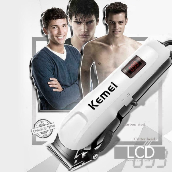 Tông đơ cắt tóc chuyên nghiệp cao cấp KEMEI KM-809A - Tăng đơ cắt tóc salon lưỡi cắt sắc bén vận hành êm ái - Màn hình hiển thị đèn led nhập khẩu