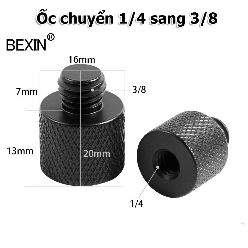 Ốc kim loại đen chuyển 1/4, 3/8 và 5/8