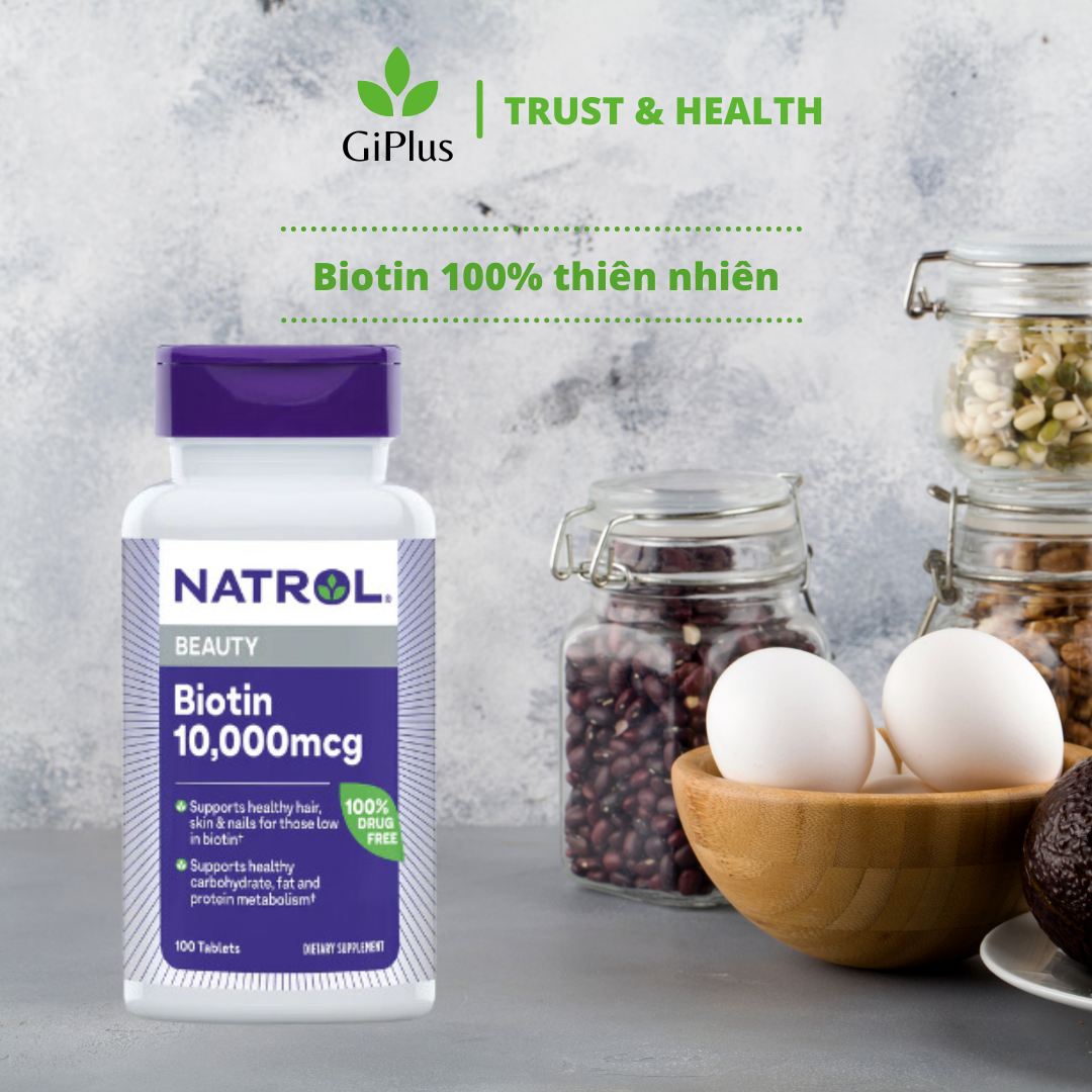 Viên Uống Hỗ Trợ Mọc Tóc, Móng Natrol Biotin 10.000mcg (100 Viên/Lọ)