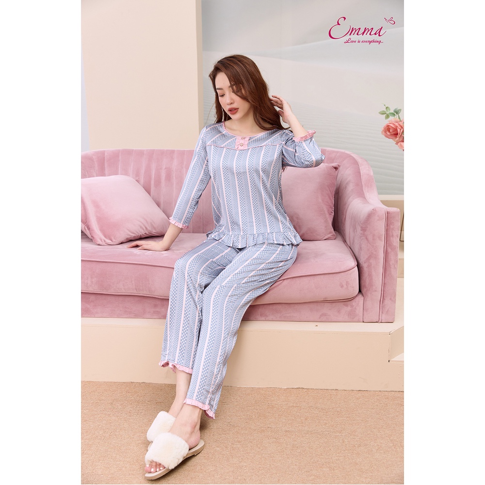 Đồ Bộ Mặc Nhà Lụa Áo Tay Lỡ, Quần Dài Emma ETLU.21.017.04
