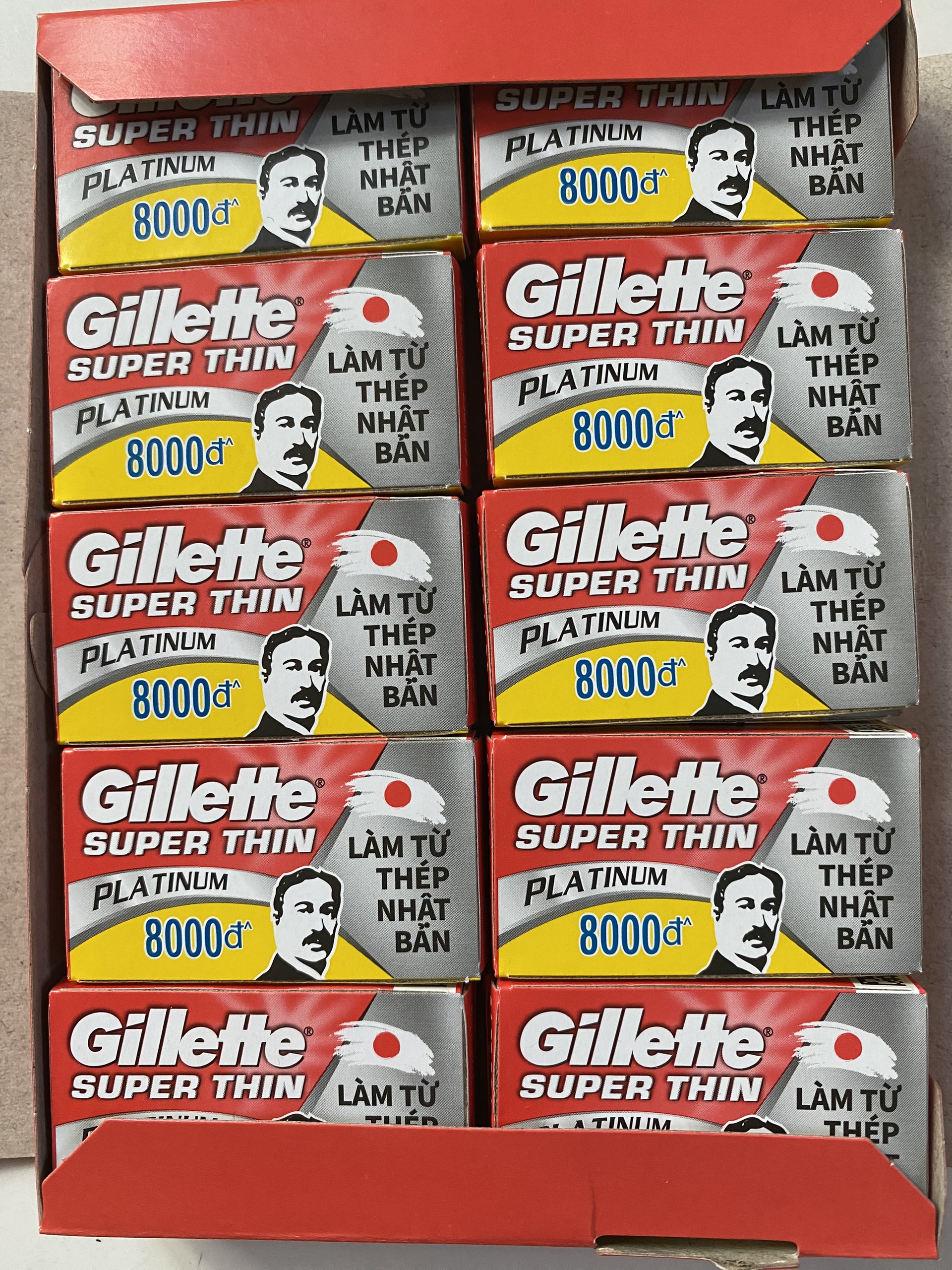 Lưỡi Lam Gillette | Hộp 100 Lưỡi (20 hộp nhỏ, 5 lưỡi/hộp nhỏ)