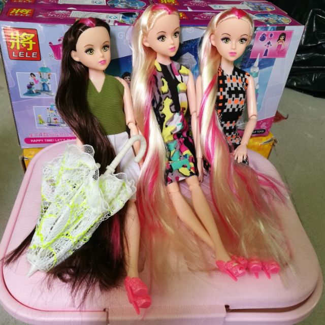 Búp bê tóc dài khớp linh hoạt kèm dù cao 30cm