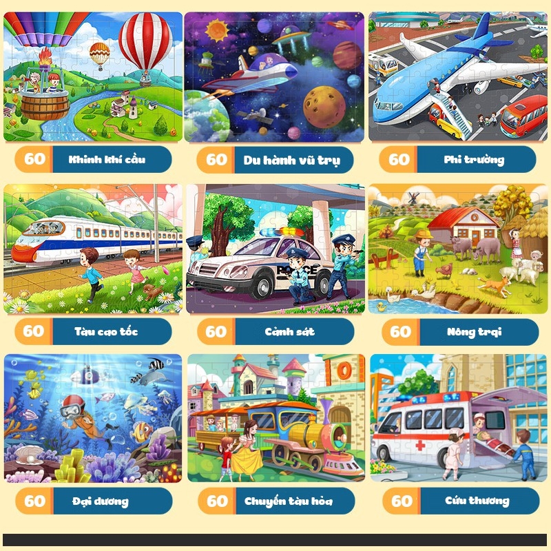 Ghép hình puzzle bằng gỗ [60 miếng] cho bé