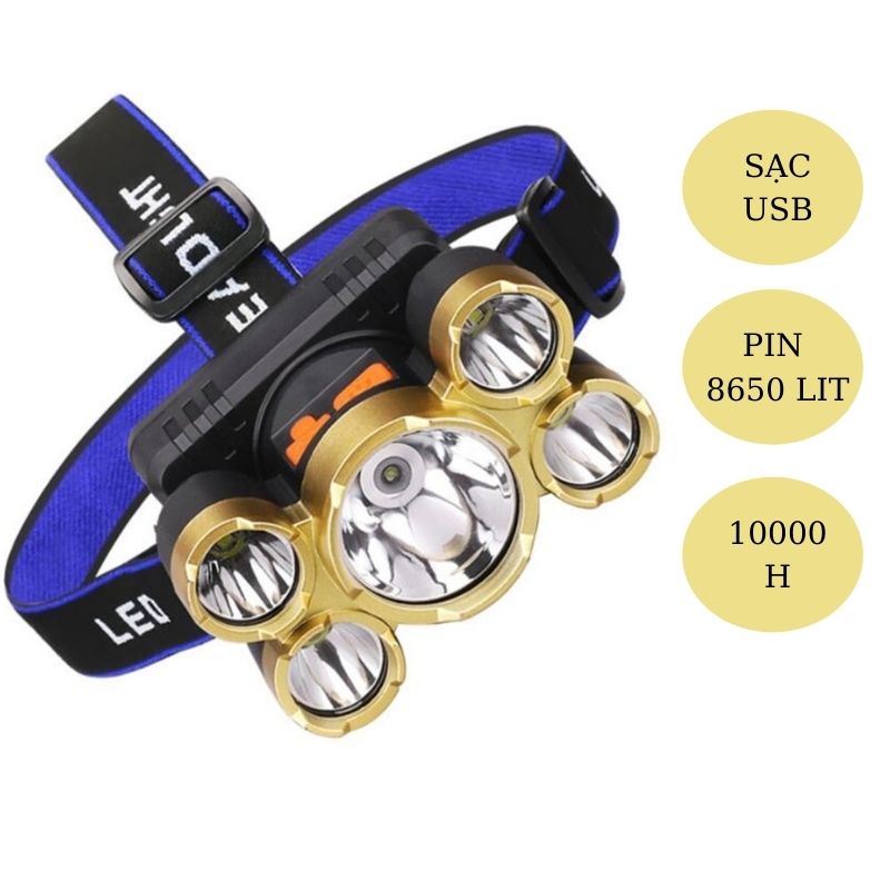 Đèn pin đội đầu 5 bóng, 3 bóng, 1 bóng