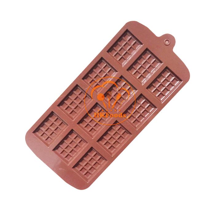 Khuôn silicon làm kẹo, thạch rau câu, socola 12 thanh socola dẹt