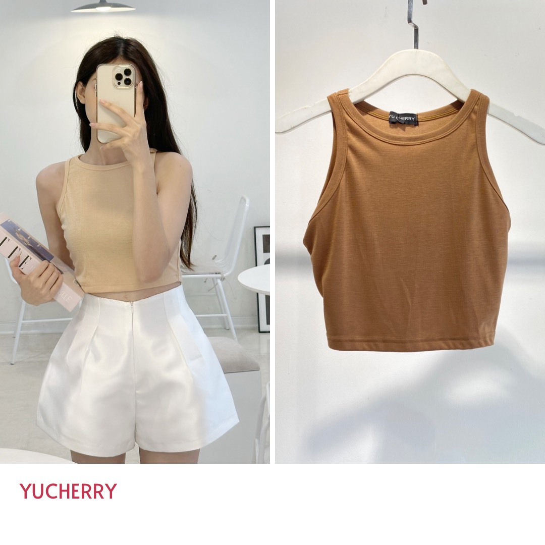 YU CHERRY | Áo ba lỗ croptop không xù lông Basic Tank Top YA441