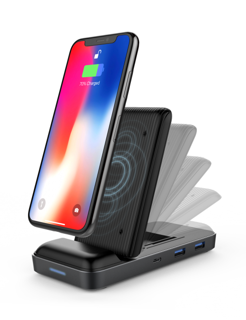 Đế sạc kiêm cổng chuyển HyperDrive 7.5W Wireless Charger Usb-C Hub
