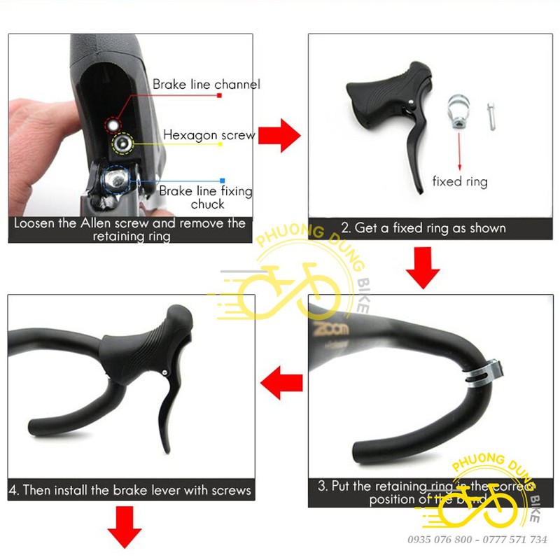 Cặp tay phanh nhôm sừng xe đạp - Kiểu 2