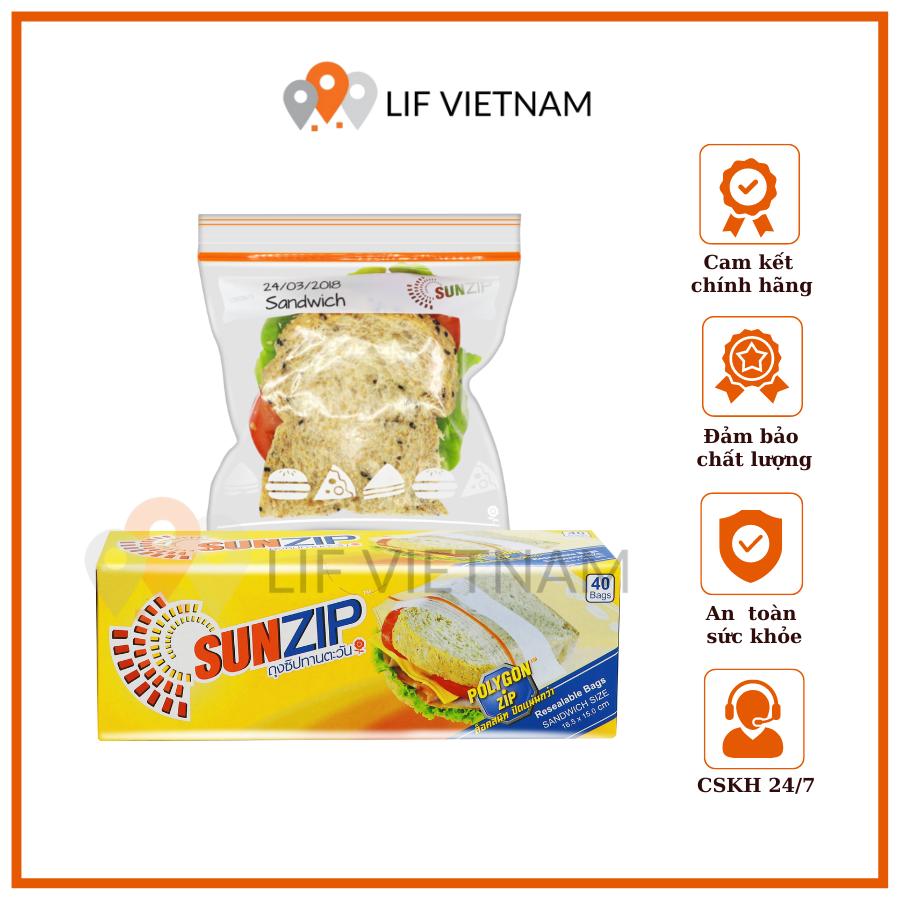 [Hàng ThaiLan] Túi Zip Đựng Thực Phẩm - SunZip Non Anti - Size S