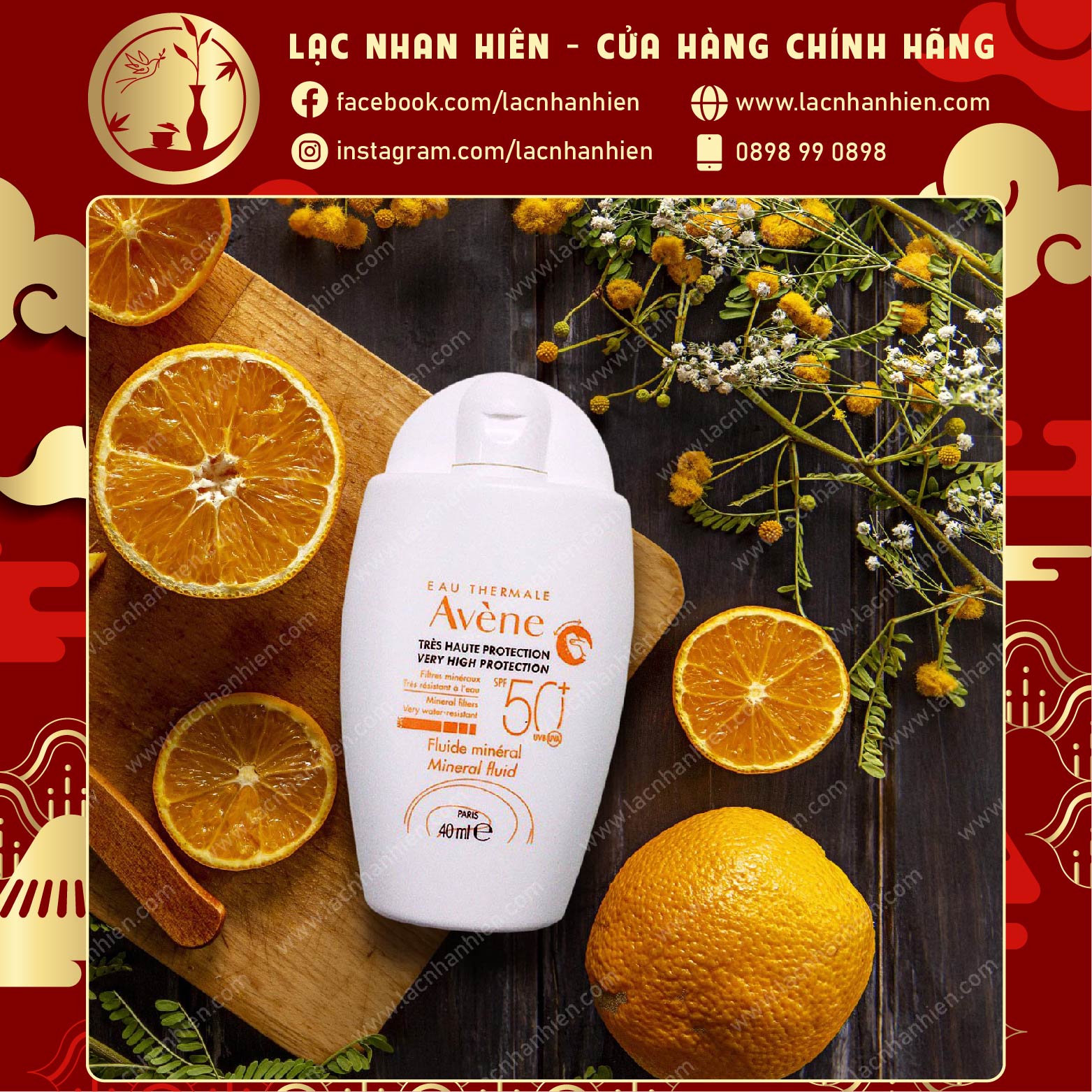 KEM CHỐNG NẮNG VẬT LÝ AVENE MINERAL FLUID SPF50+ CHO DA RẤT NHẠY CẢM