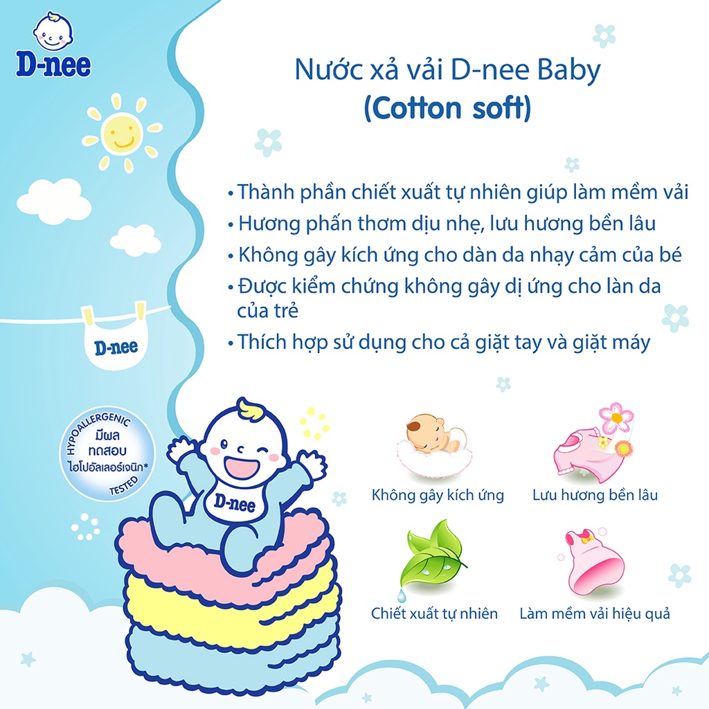 [HCM]Dung Dịch Xả Quần Áo Cho Bé D-nee - Chai 3000ml (Trắng)