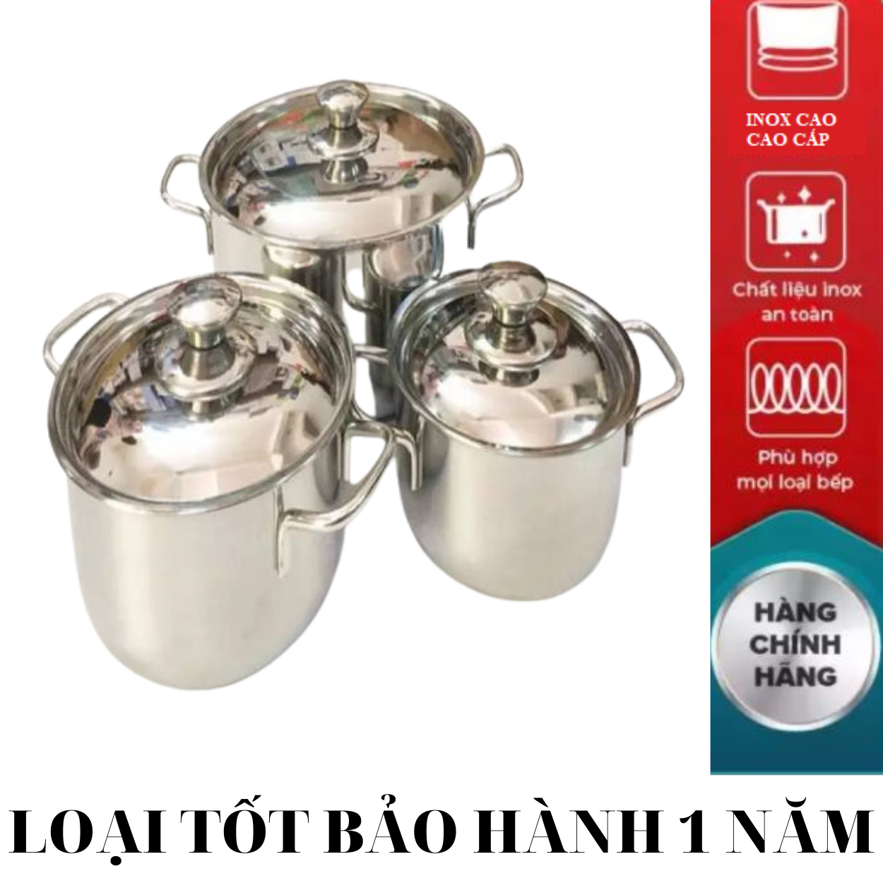 Bộ 3 nồi sharp nắp inox chống gỉ cao cấp gồm 3 nồi 24cm 20cm 16cm dùng được bếp từ tiện dụng vô cùng với bộ nồi cao cấp