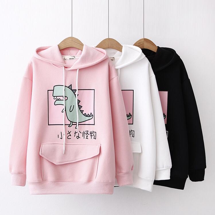[HCM]Áo Hoodie Chất Nỉ Có Túi Trước In Hình Khủng Long Siêu Đẹp