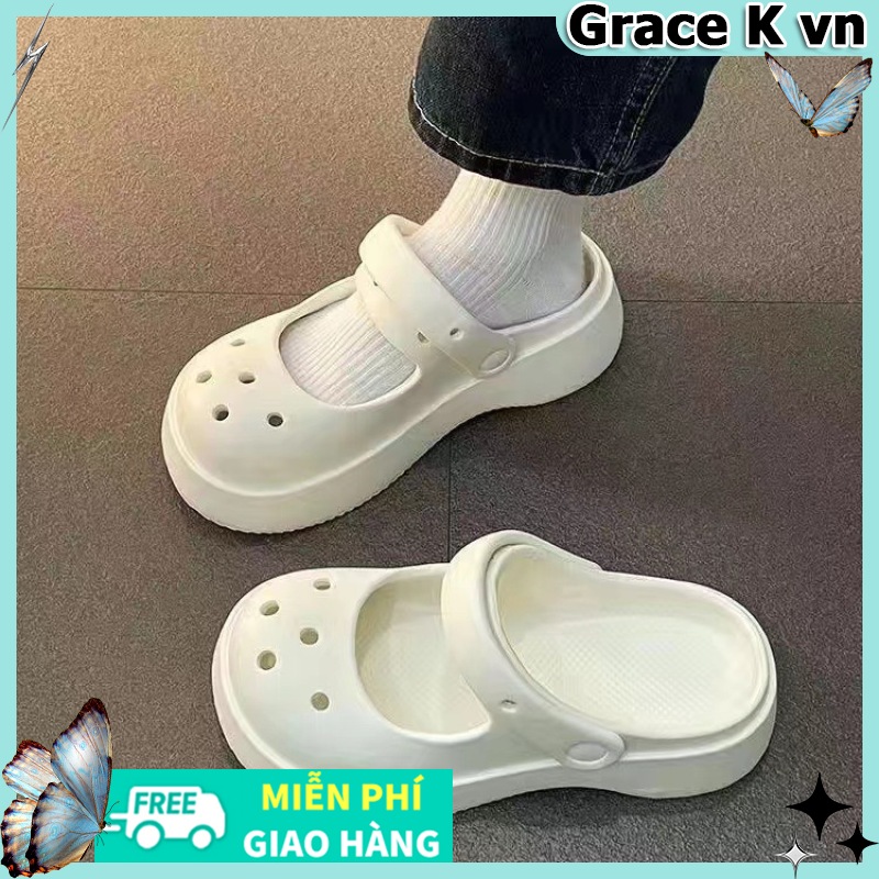 Giày sandalxăng đan nữ đế caosandal nữ ulzzang hàn quốc Xăng Đan Giày 2023 Lỗ Kiểu Mới Đế Dày Chống Trượt Mùa Hè Cho Nữ Xăng Đan Bít Mũi