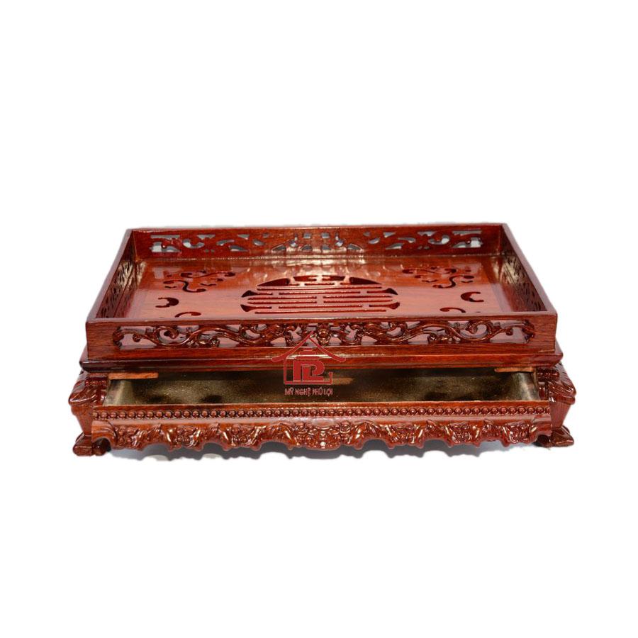 Khay trà trạm thọ loại to gỗ hương