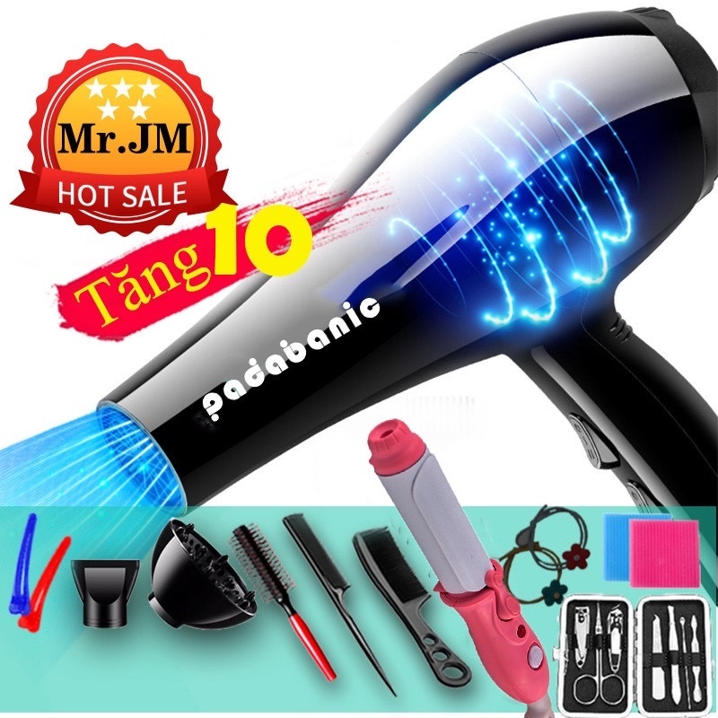 Máy Sấy Tóc Phát Sáng Xanh 2 Chiều Nóng Lạnh Công suất lớn 3200W Panosanis 8866 Bảo Hành Máy 1 năm