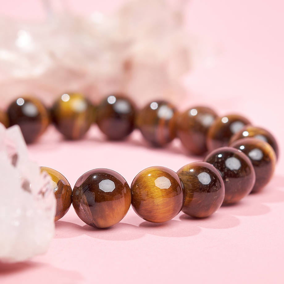 Vòng Tay Mắt Hổ Vàng Nâu Charm Tròn