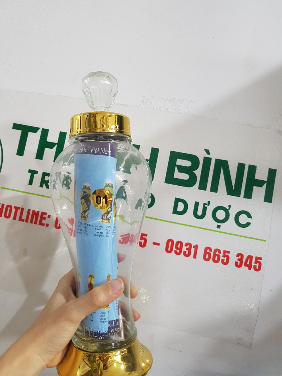 Bình Ngâm sâm Thủy Tinh Cao Cấp 1 Lít - Hũ Ngâm Sâm