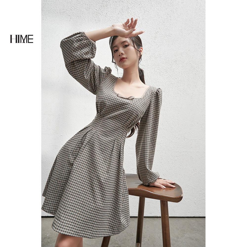 Váy mini họa tiết kẻ ô HIME H166