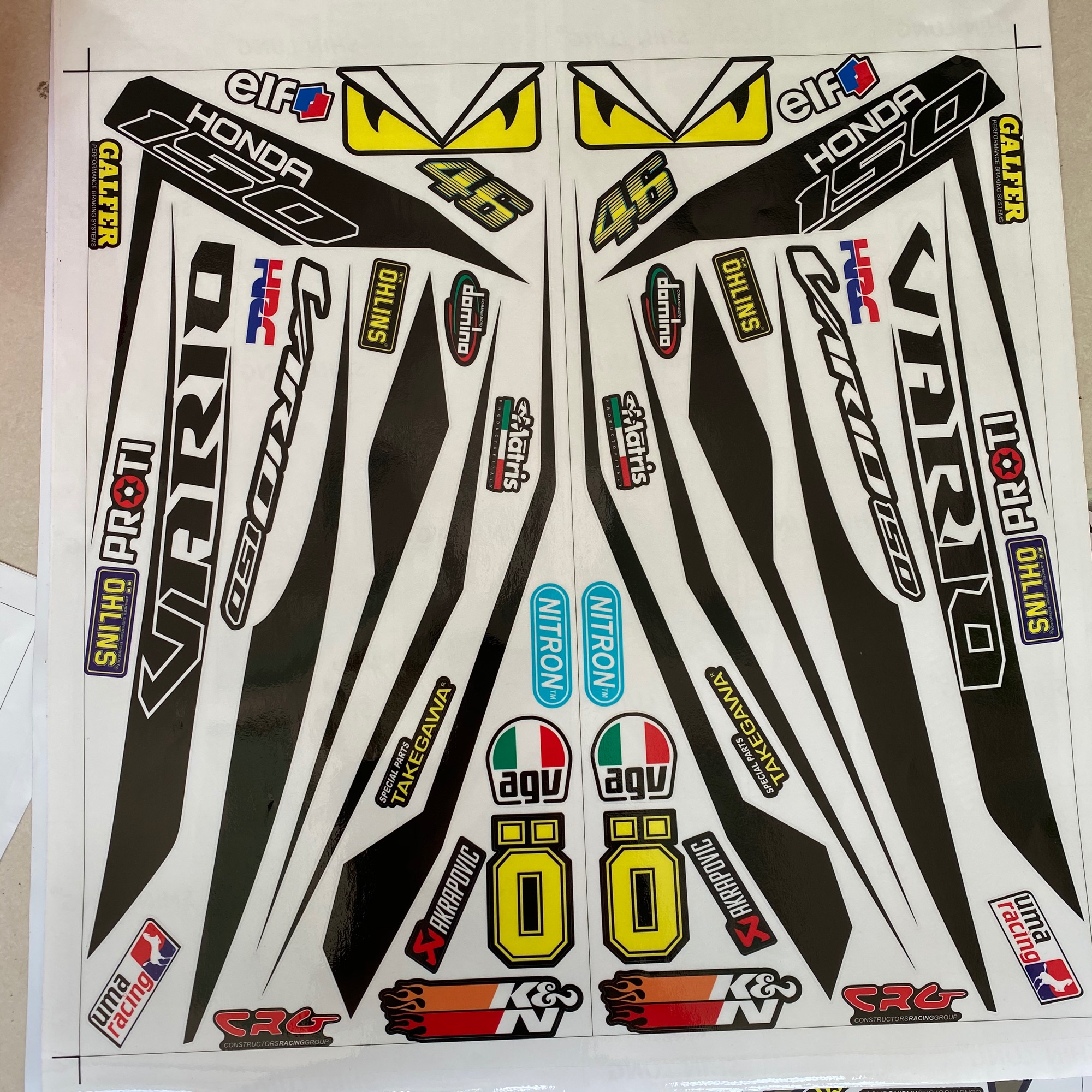 Tem rời Vario 150 in decal trong dán cho tất cả màu xe (ko dán xe đen)