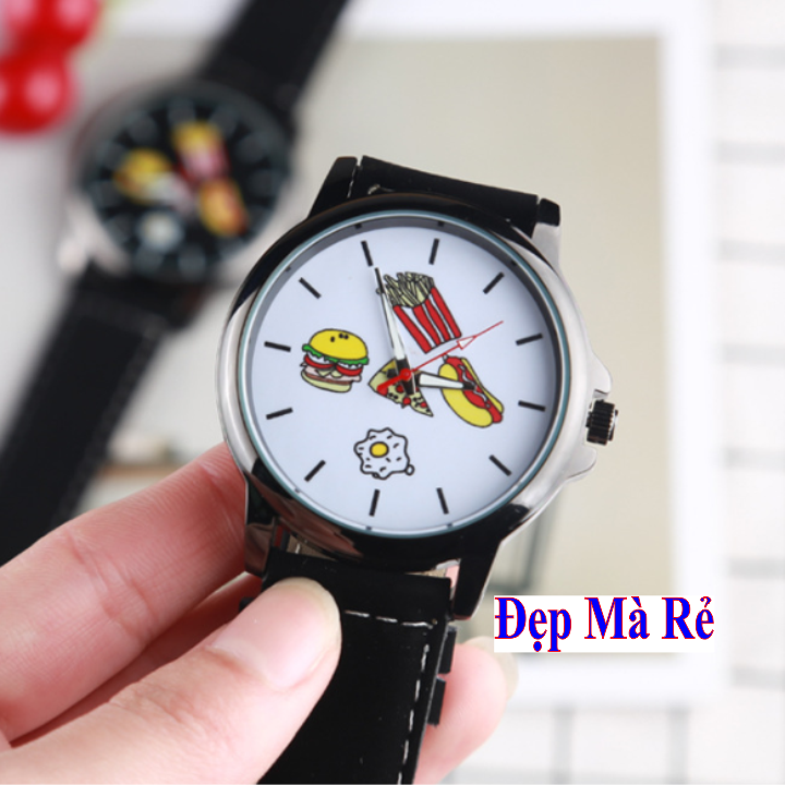 Watches unisex face motifs fast food