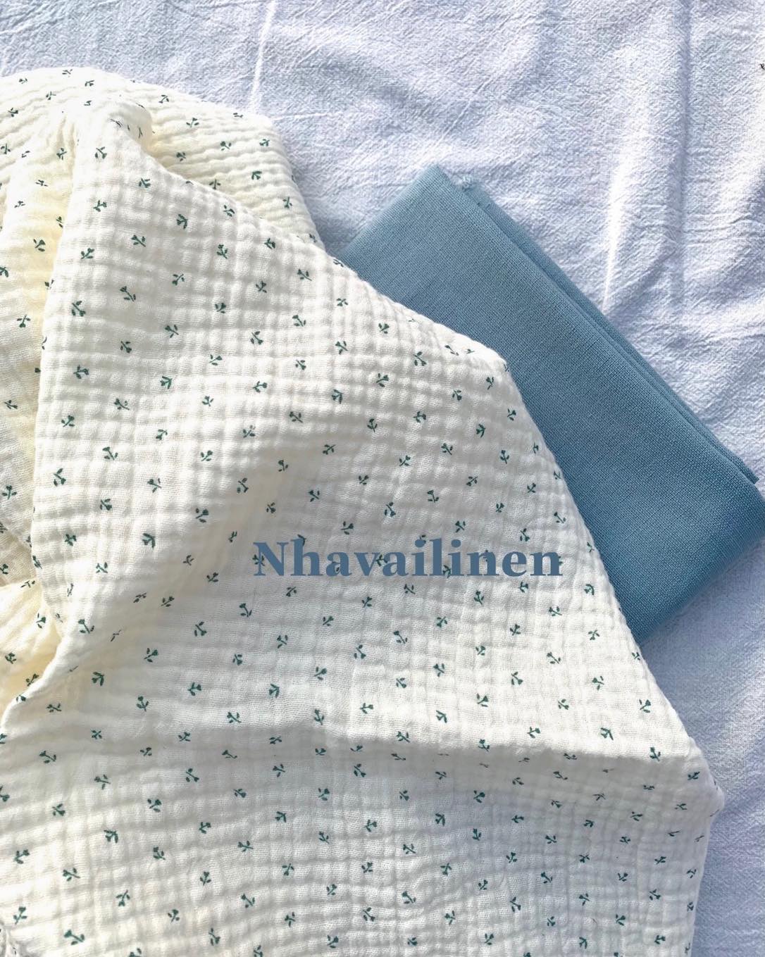[HCM]Linen bột hoa hồng nhỏ xanh