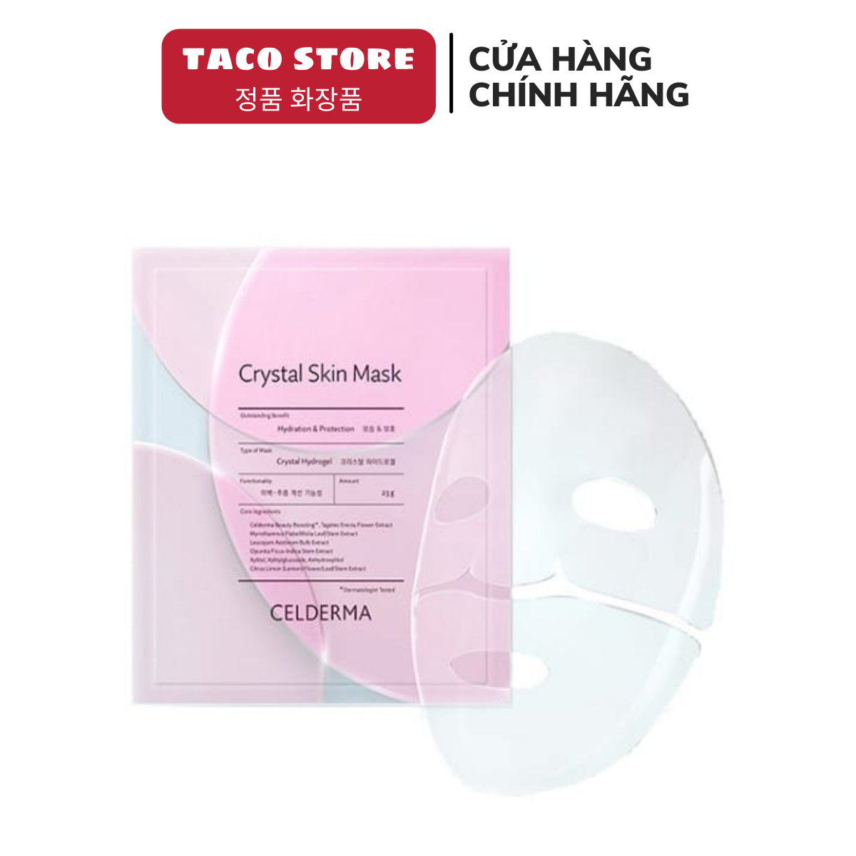 (Hộp 10 miếng) Mặt Nạ Thạch Anh Crystal Skin Mask Celderma