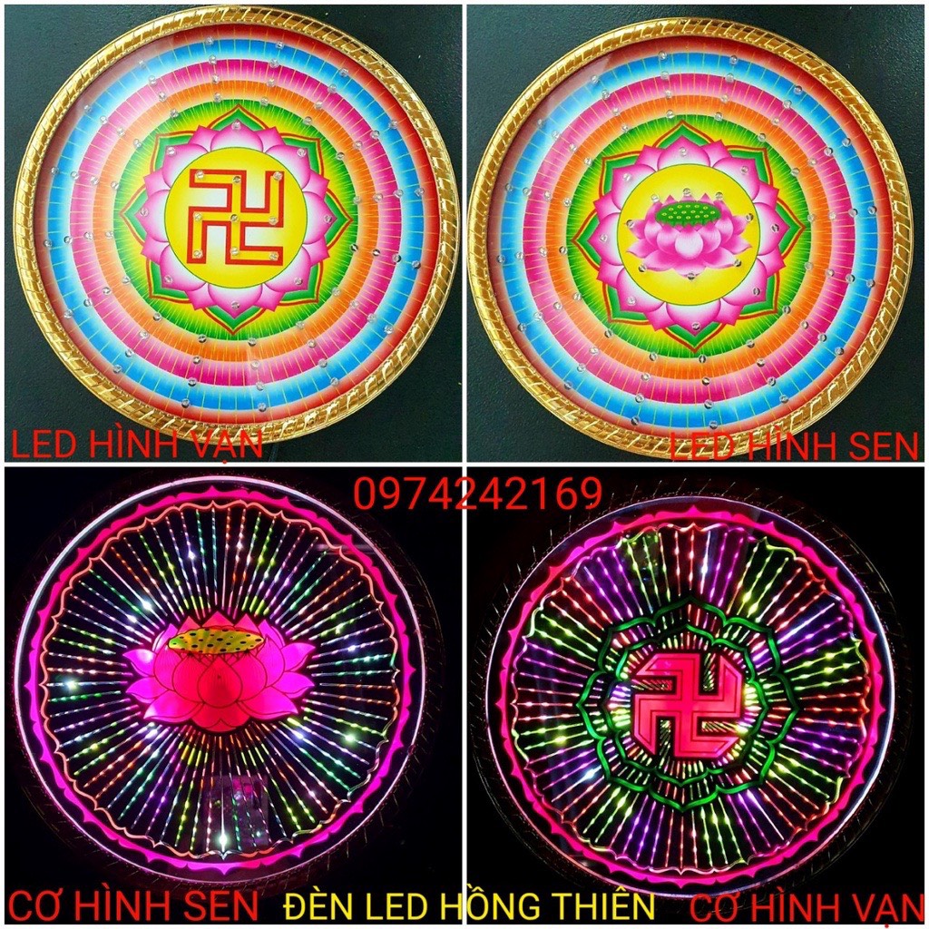 Đèn hào quang cơ và led, hình sen và hình vạn