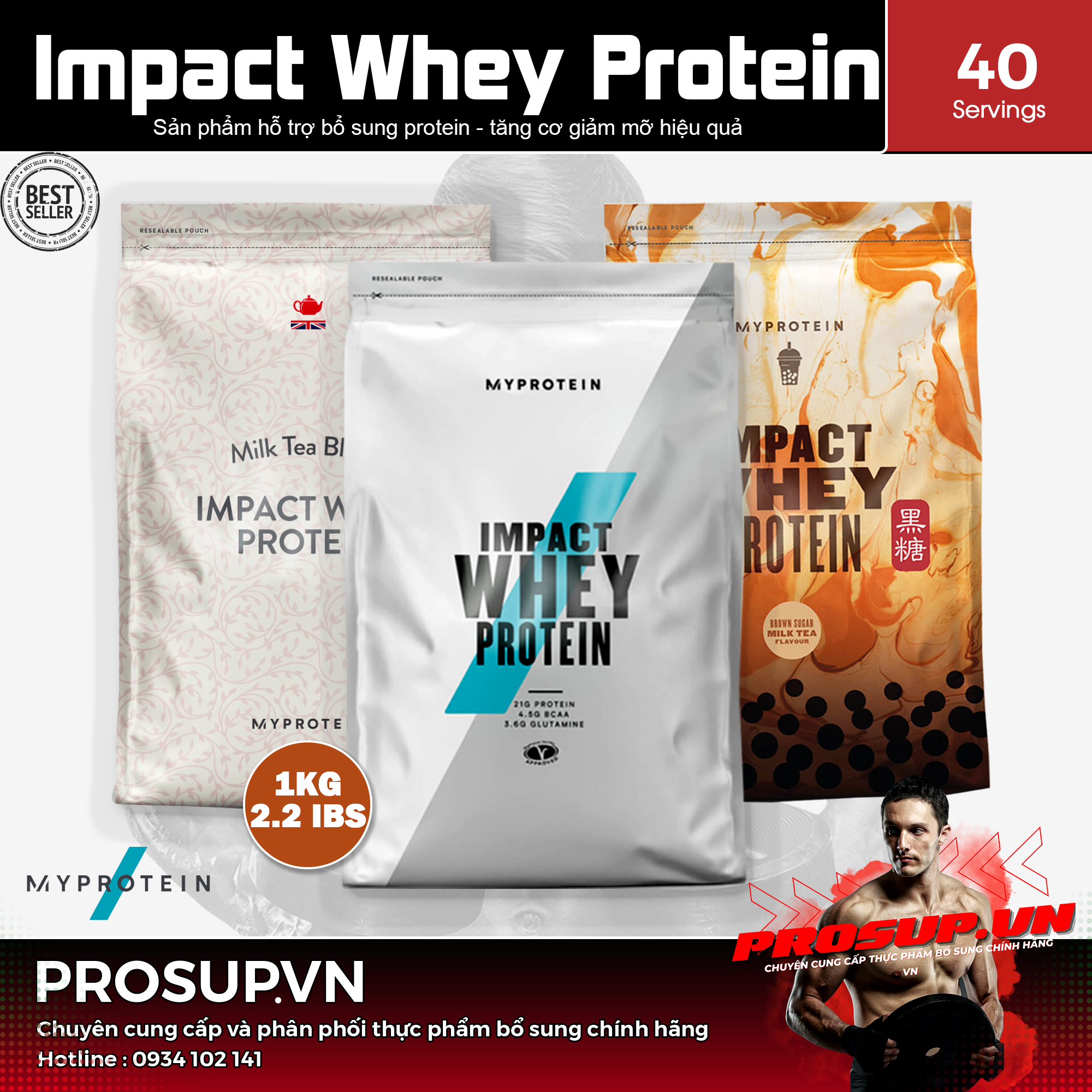 Whey Protein - My Protein - Impact Whey Protein 2.2LBS Bổ sung dĩnh dưỡng