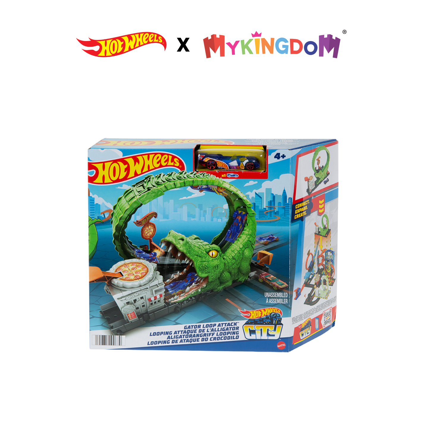 Mô hình đồ chơi hot wheels trạm cá sấu pizza city hkx39/hdr29