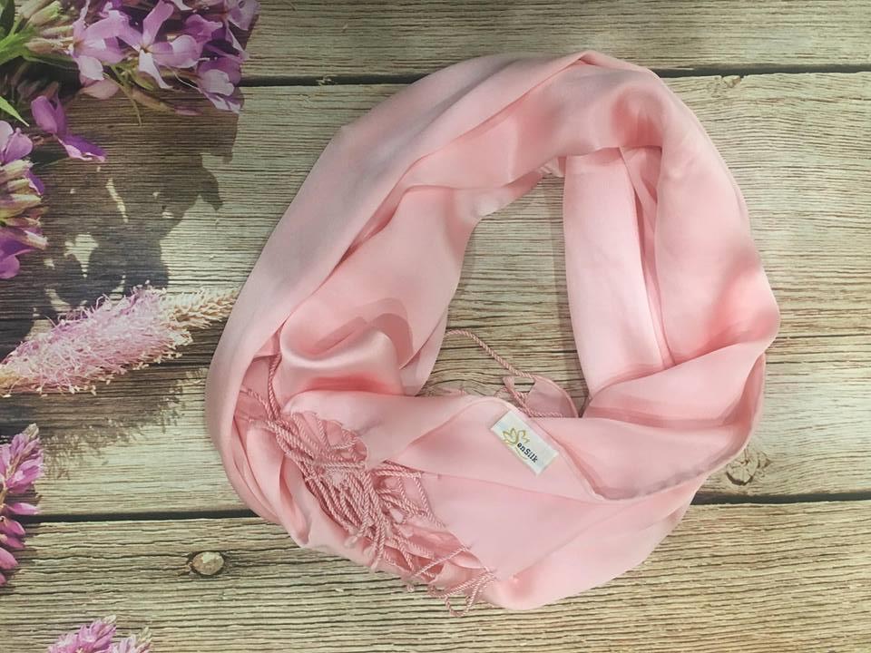 Khăn Lụa Tơ Tằm SenSilk Luxury Hồng