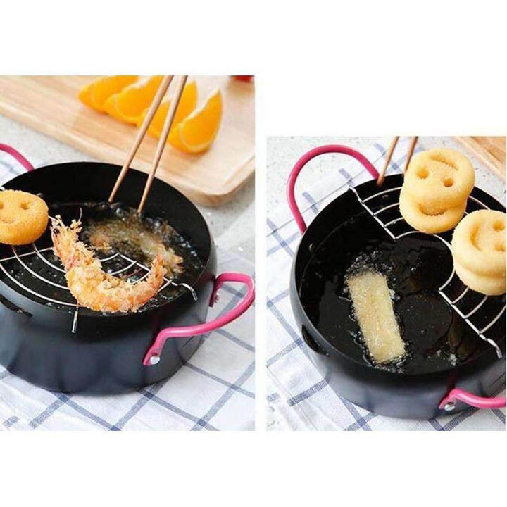 Nồi Chiên Ngập Dầu Lọc Dầu Size 18cm (Tặng Kèm Vỉ Gác Chảo Dầu)