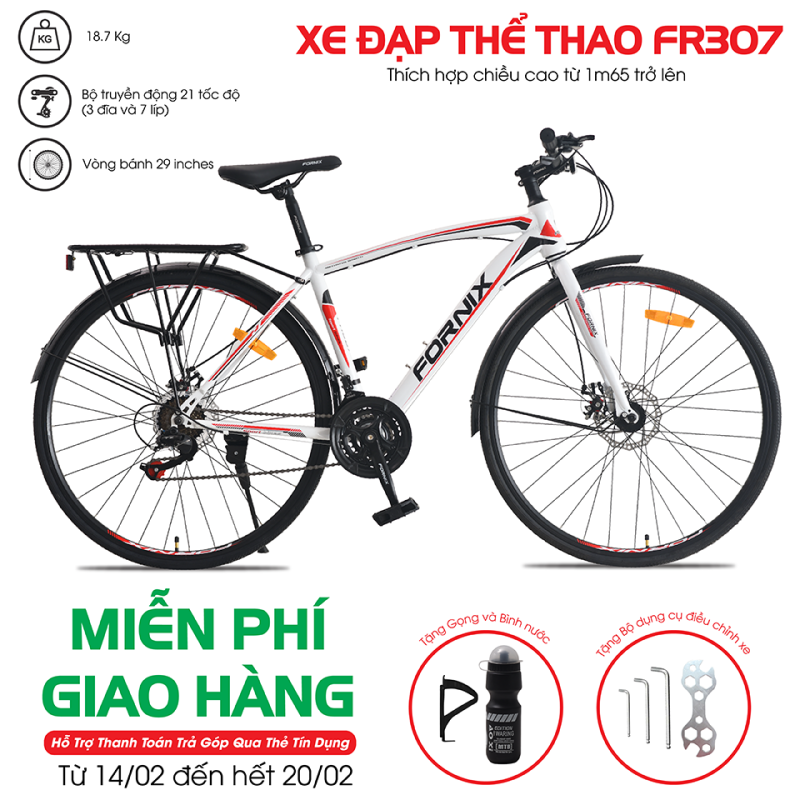 Mua [Trả góp 0%] Xe đạp thể thao Fornix FR307 - Vòng bánh 700C- Bảo hành 12 tháng  +Tặng Gọng và bình nước + Bộ lắp ráp