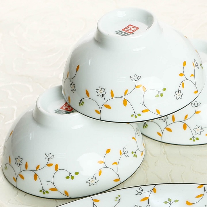 Combo 6 chén cơm hoa dây cam sứ long phương cao cấp