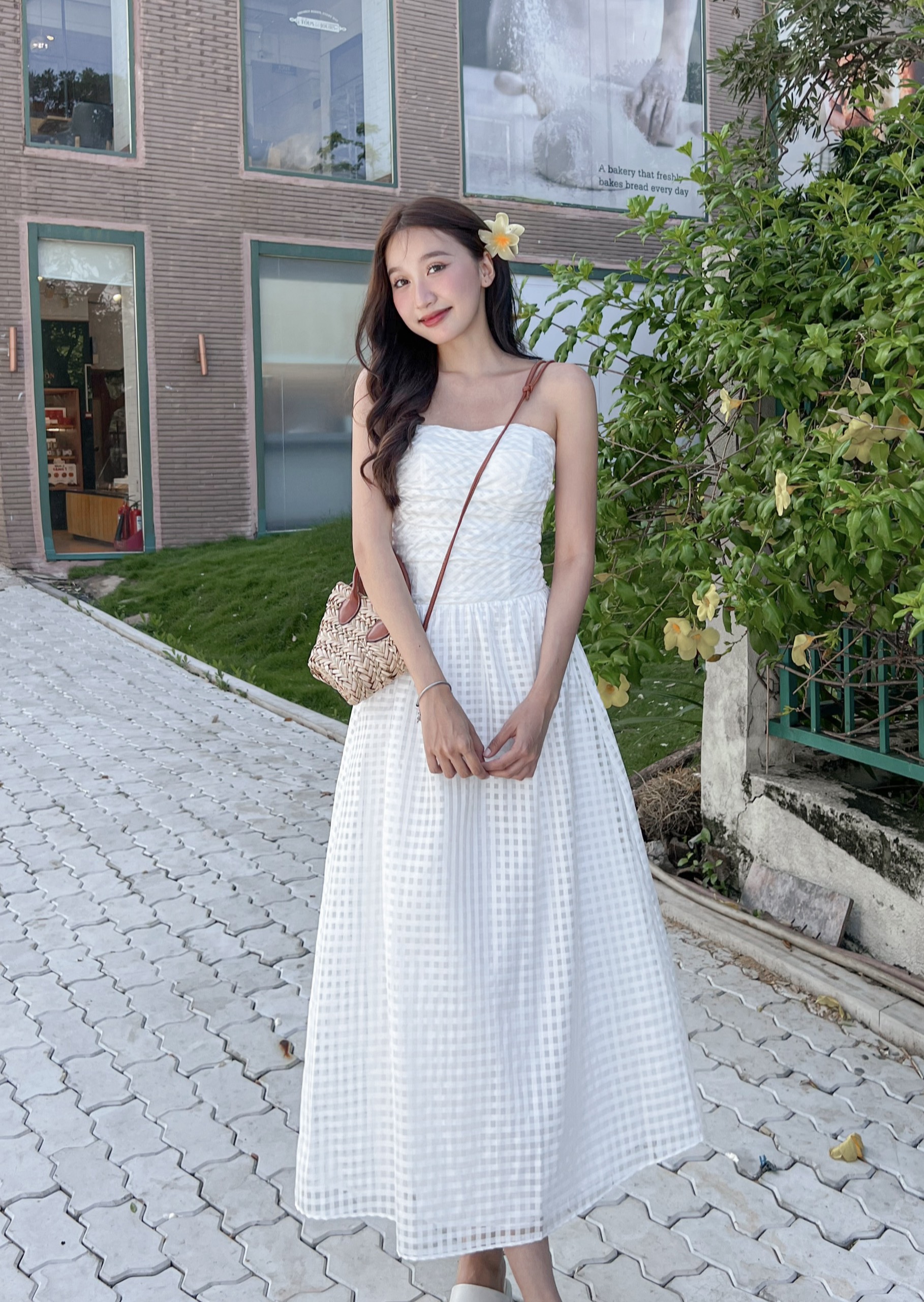 GOLA - Đầm HALONA - Đầm ống dài caro cúp ngực