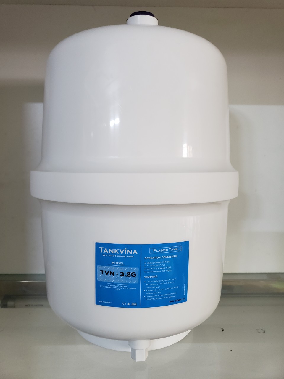(HCM) Bình Áp Máy Lọc Nước 8 lít RO-3.2G (Nhựa) Kèm Van (Dùng Cho Các Dòng Máy Lọc Nước RO)