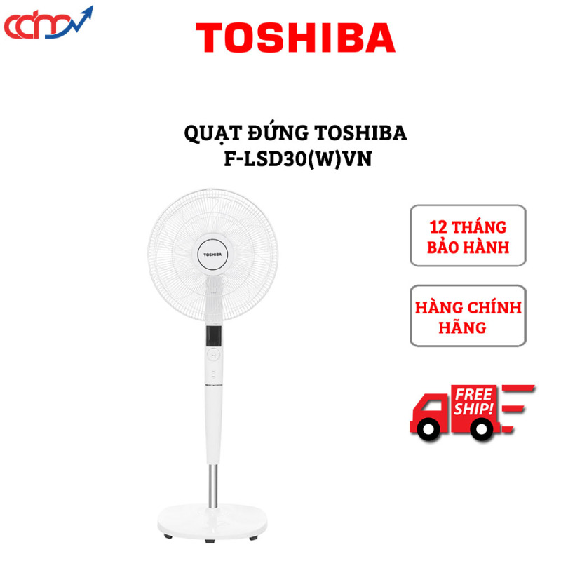 Quạt đứng Toshiba F-LSD30(W)VN có khiển - Hàng chính hãng - Công nghệ DC Inverter tiết kiệm đến 70% điện năng