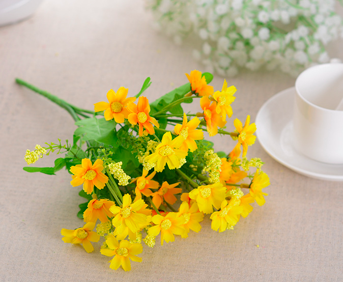 Hoa Giả -28 bông Hoa Lụa cúc nhí 7 cánh - HG82