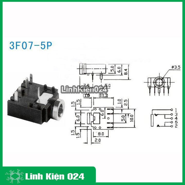 Bộ 5 sản phẩm jack audio 3.5 3F07