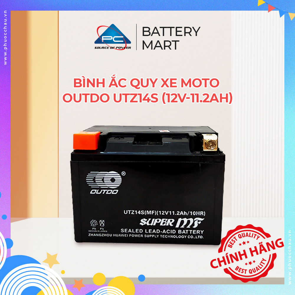 Bình ắc quy xe moto OUTDO UTZ14S (12V-11.2AH) bình acquy sh 300i