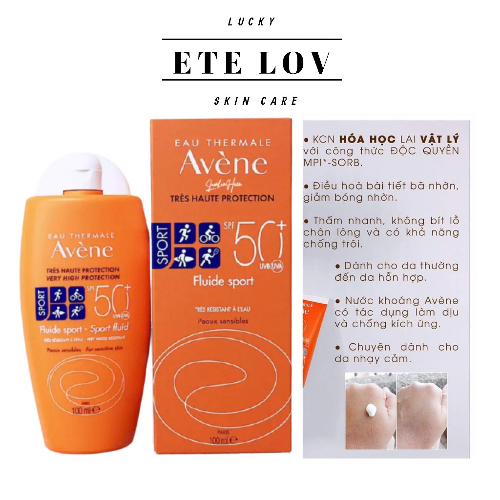 Kem chống nắng AVÈNE Sort Fluid SPF50+, Kem chống nắng an toàn hiệu quả