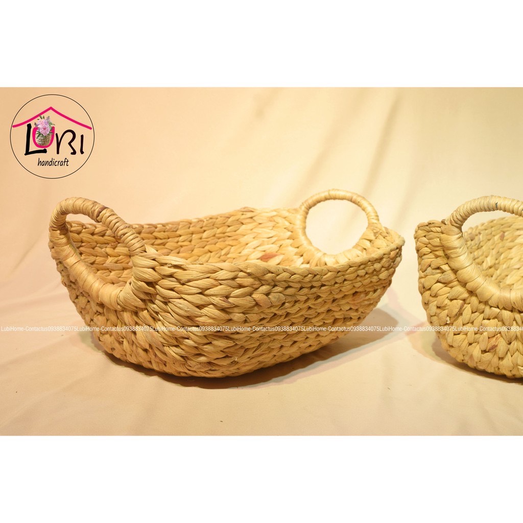 [Lubi Home] - Giỏ đựng đồ đan lục bình oval xinh xắn