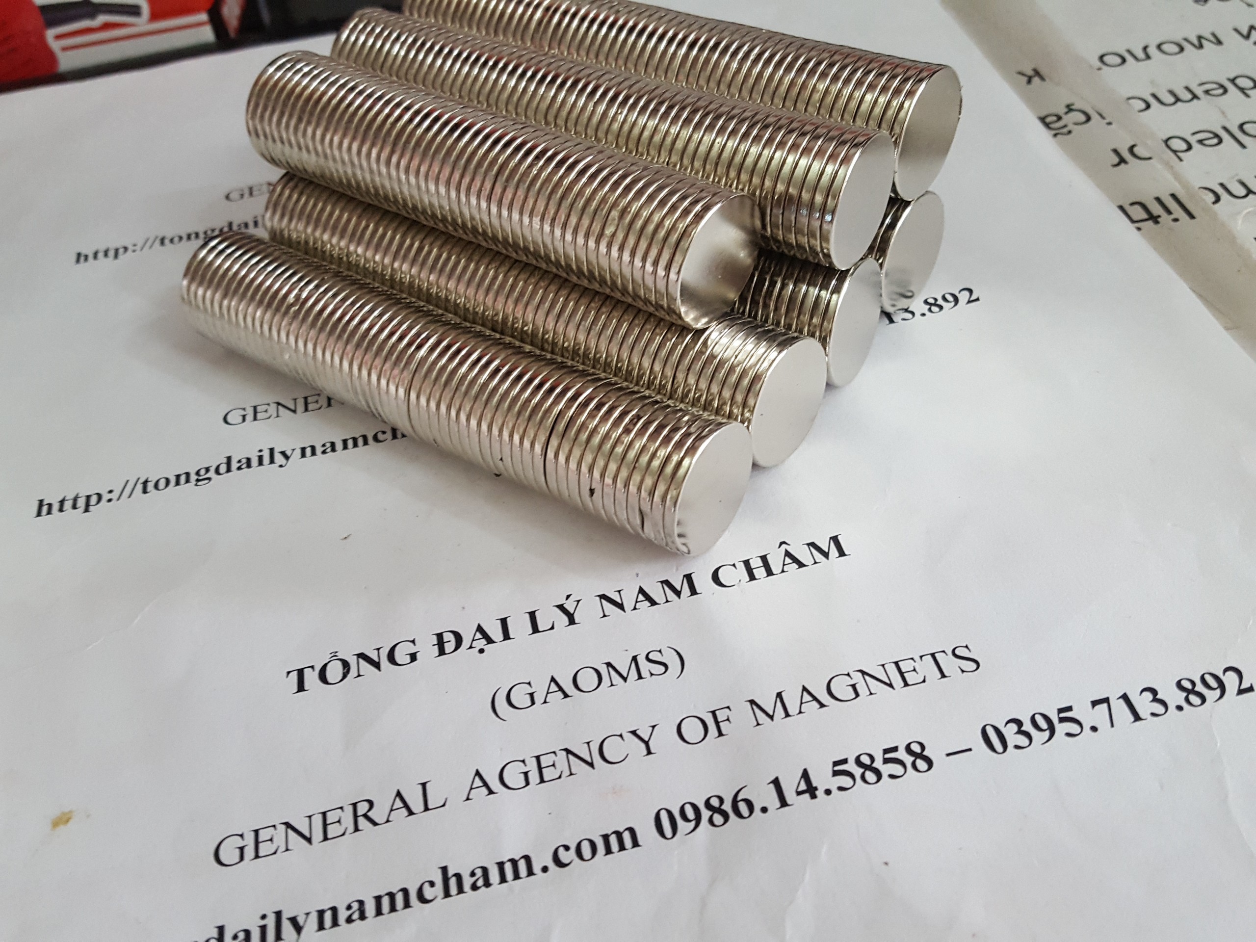 Nam châm trắng 20x2mm-10 viên