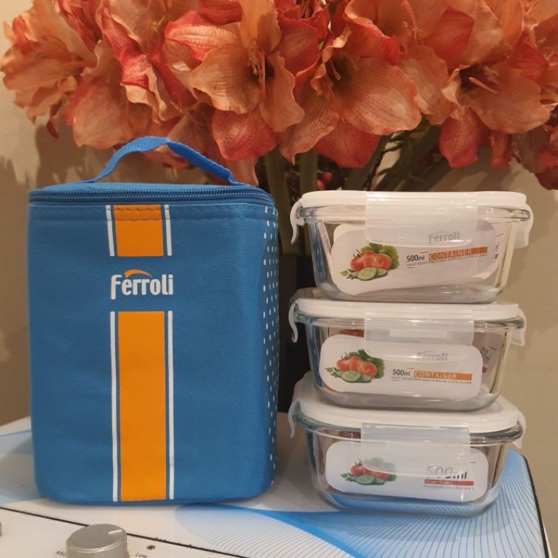 Bộ 3 hộp thuỷ tinh 500ml ferroli