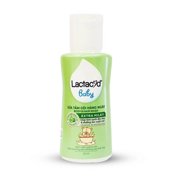 3 Chai Sữa tắm gội Lactacyd BB chống rôm sảy cho trẻ 60ml-Hàng Mẫu Thử